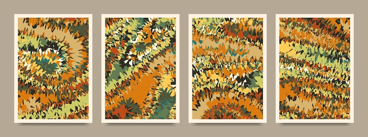 Vector collection of illustrations in the style of expressionism for decor posters banners vector