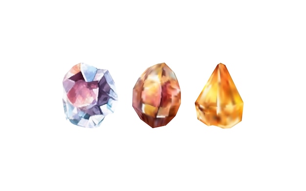 Vector a collection of images of diamonds of various geometric shapes colors and sizesglass shiny crystals with different shades reflecting lightvector realistic set of glow gemstone or colorful ice