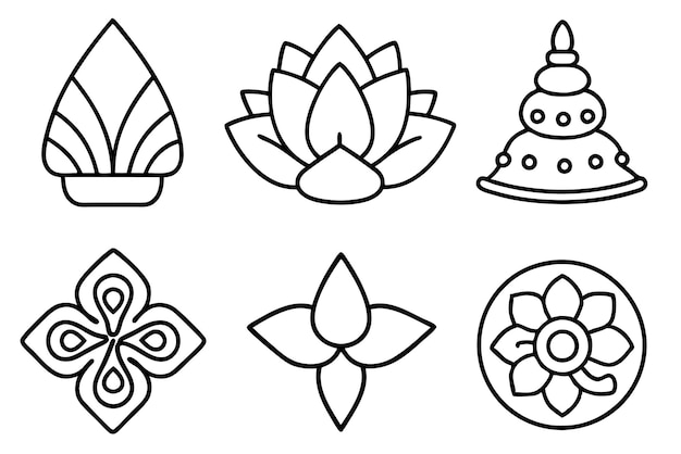 Vector a collection of images including a lotus flower a lotus flower and a butterfly