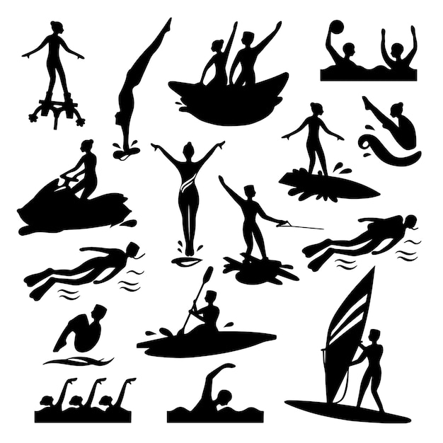 Vector a collection of images including a man and a woman on a boat