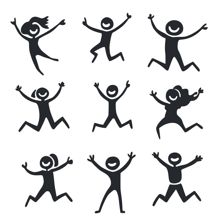 Vector a collection of images of people doing different things
