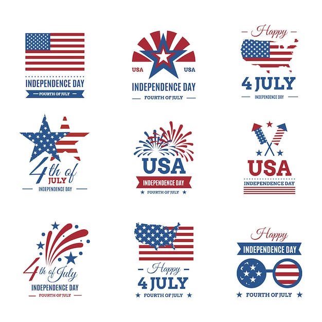 Collection of Independence Day Badges and Labels