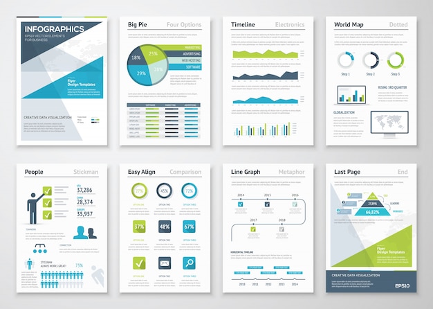 Vector collection of infographic elements and business brochures