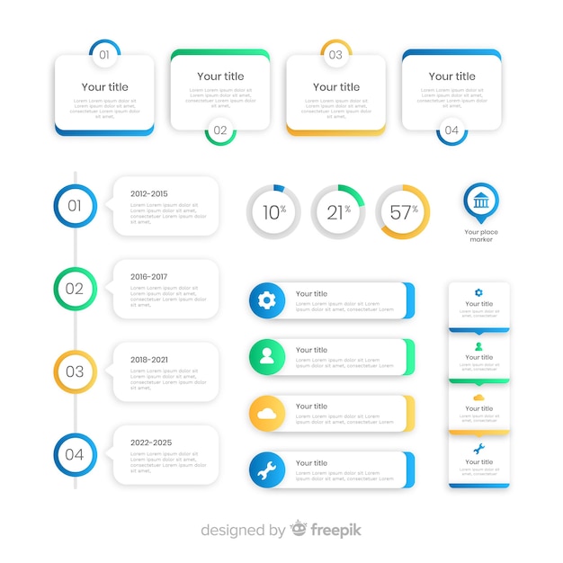 Raccolta di design piatto di elementi di infografica