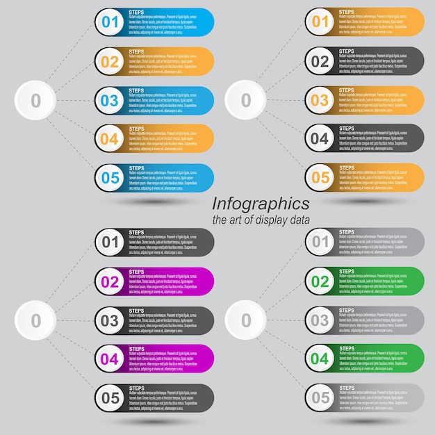 最新のデータの視覚化とランキングおよび統計のためのコレクションインフォグラフィックテンプレート