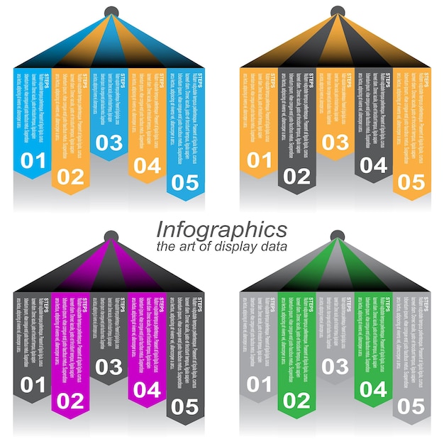 현대 데이터 시각화 및 순위 및 통계를 위한 컬렉션 인포그래픽 템플릿