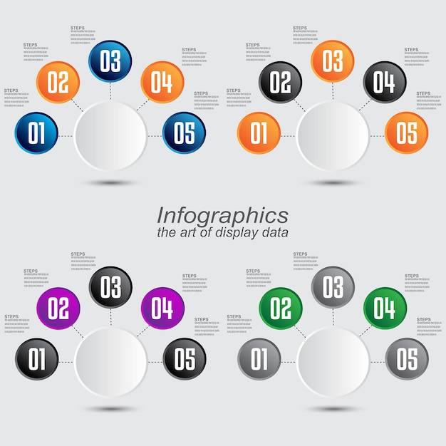 Vettore modello di infografica di raccolta per la visualizzazione moderna dei dati, la classifica e le statistiche