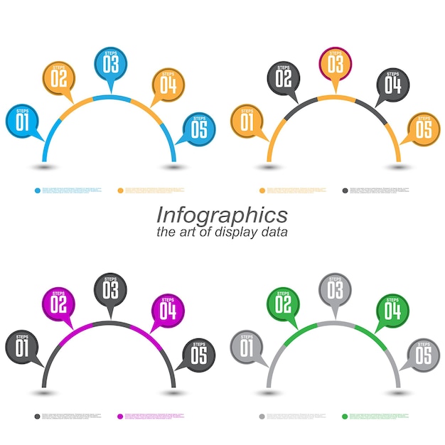 Modello di infografica di raccolta per la visualizzazione moderna dei dati, la classifica e le statistiche