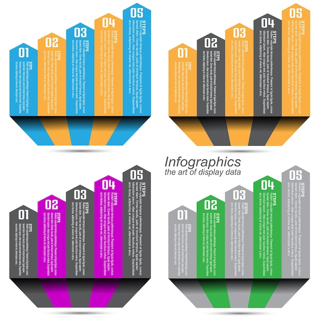 最新のデータの視覚化とランキングおよび統計のためのコレクションインフォグラフィックテンプレート