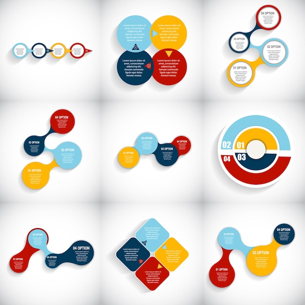 Raccolta di modelli di infografica per illustrazione vettoriale di affari. eps10