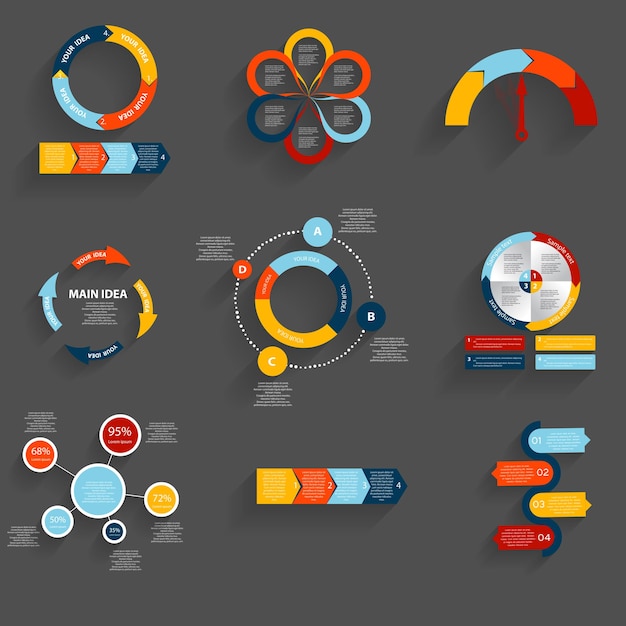 Vettore raccolta di modelli di infografica per illustrazione vettoriale aziendale