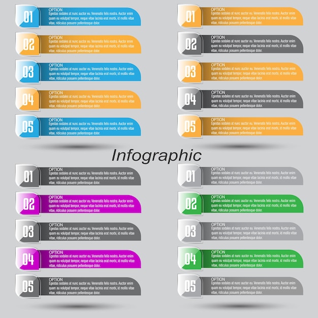 Вектор Коллекция инфографик с шагами и вариантами баннера для бизнес-дизайна и шаблона веб-сайта