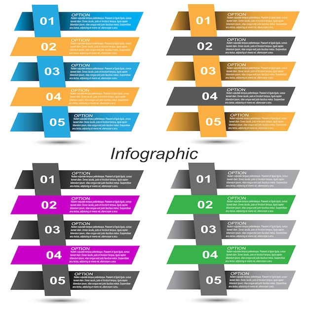 手順とオプション、ビジネス デザインと web サイト テンプレートのバナー コレクション インフォ グラフィック
