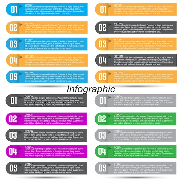 Vector collection infographics with steps and options