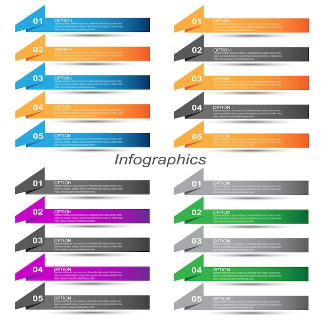 Vector collection infographics with steps and options