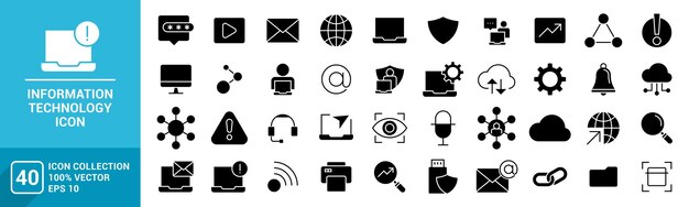 Collection of information technology icons global internet vector editable and resizable eps 10