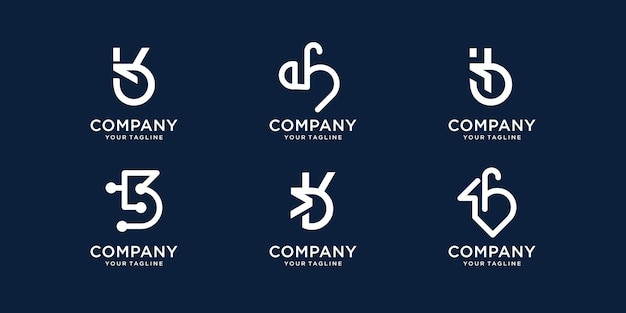 Collection of initial letter b design inspiration set b logo template with abstract concept line