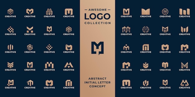 Vettore raccolta del modello di progettazione del logo della lettera m iniziale
