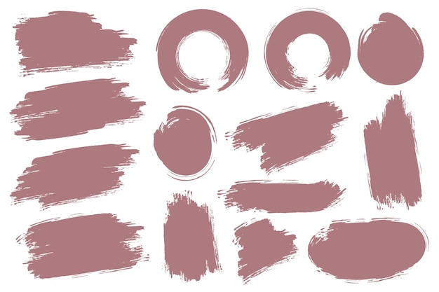 Vector collection of ink paint brush stroke set