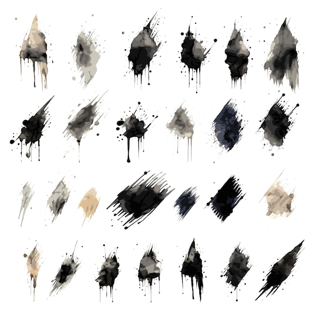 Collection of ink splatters vector