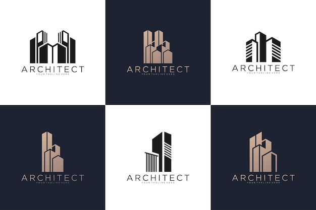 Raccolta di ispirazione per il design del logo di edifici, architetti di design ed edifici cittadini