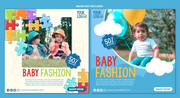 A collection of Instagram posts with the theme of baby fashion very varied and colorful