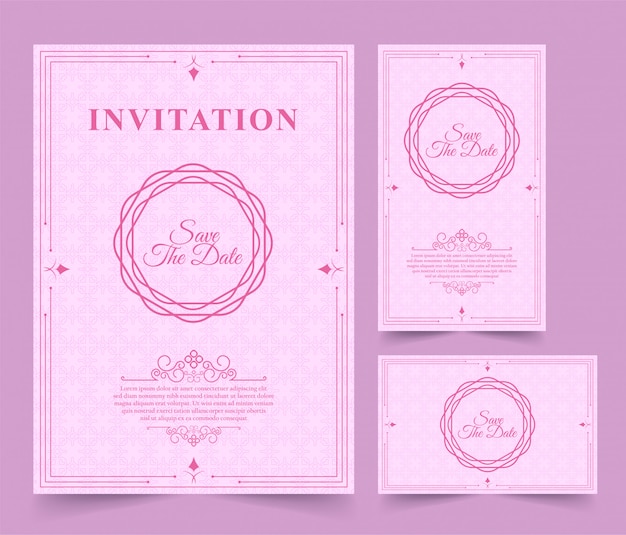 Collection Invitation card  design vintage style with soft pink color.