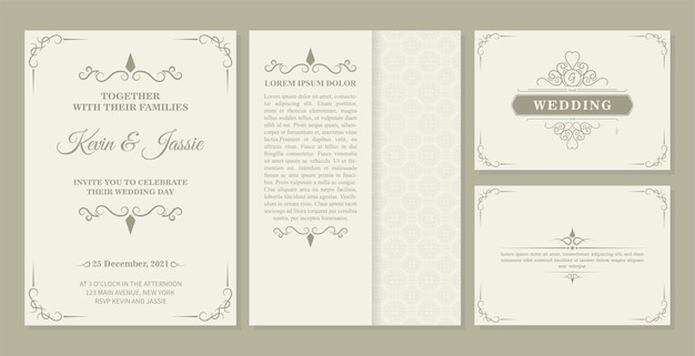 Vector collection invitation card   design vintage style