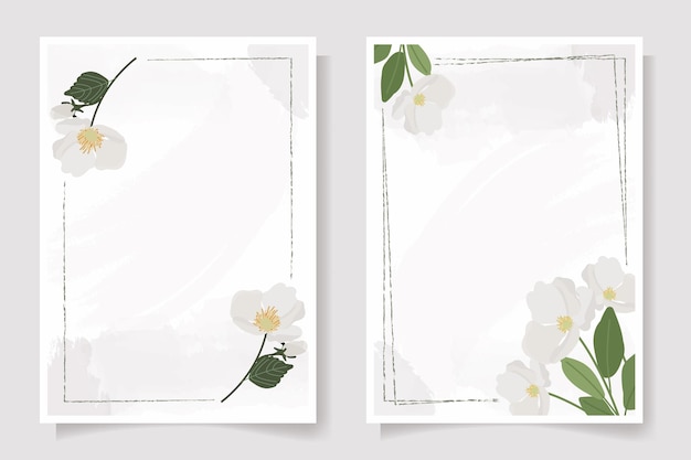 Vector collection of invitation card with flowers and leaves