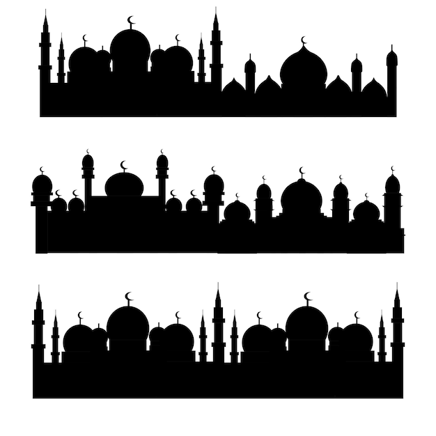 Vector collection of islamic mosque silhouettes