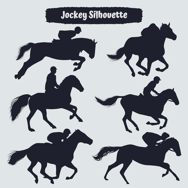 Vector collection of jockey silhouettes