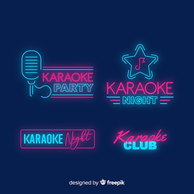 Collezione di luci al neon karaoke