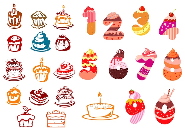 Collection of kids birthday icons