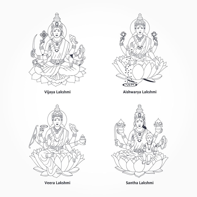 Collection of lakshmi matha divine avatar hindu god