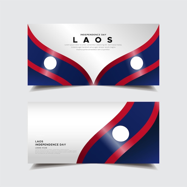 Collection of Laos independence day design banner Laos independence day with wavy flag vector