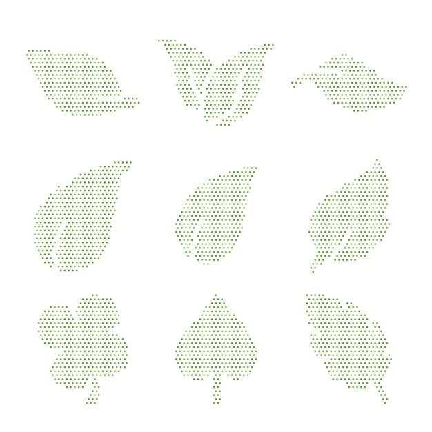 Vector collection of leaf icons with dots