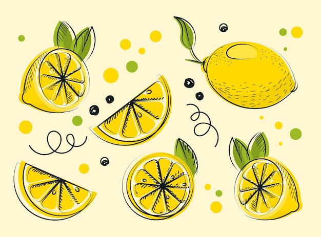 Vector collection of lemons