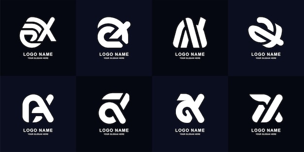 Collection letter ax or ak monogram logo design