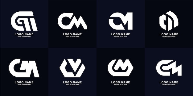 Design del logo del monogramma della lettera di raccolta cm o mc