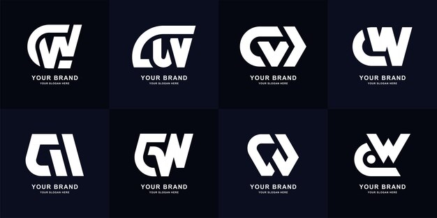 Lettera di raccolta cw o wc monogramma logo design