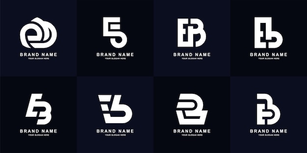 Collection letter eb or be monogram logo design