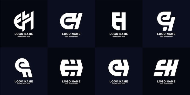 Collection letter eh or he monogram logo design