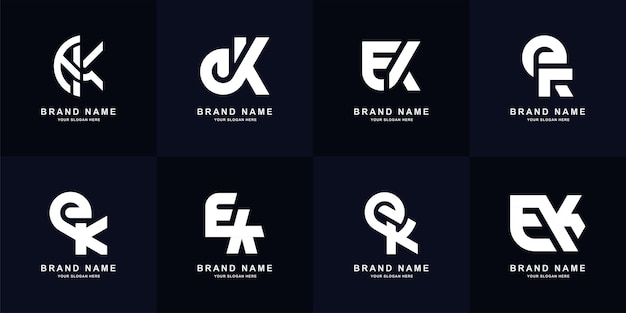 Collection letter EK or KE monogram logo design