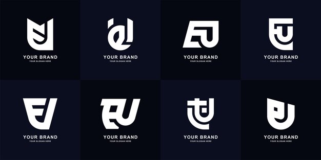 Design del logo monogramma ue o ue con lettera di raccolta