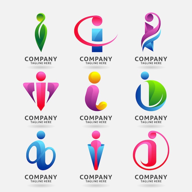 Collection of Letter I modern logo template design