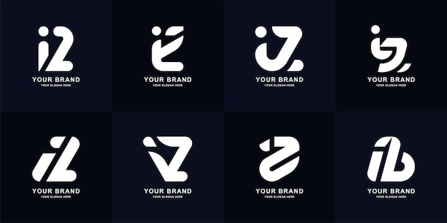 Collection letter iZ or Zi monogram logo design