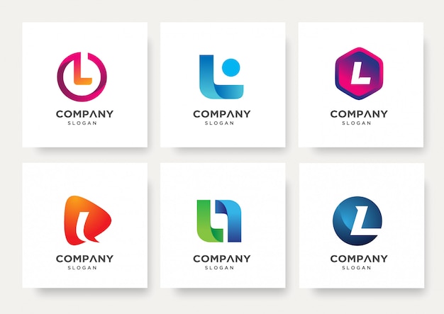 Premium Vector | Collection of letter l logo design template