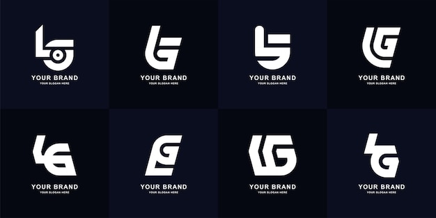 Vector collection letter lg or gl monogram logo design