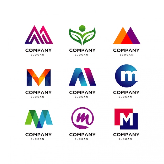 Vector collection of letter m logo design templates