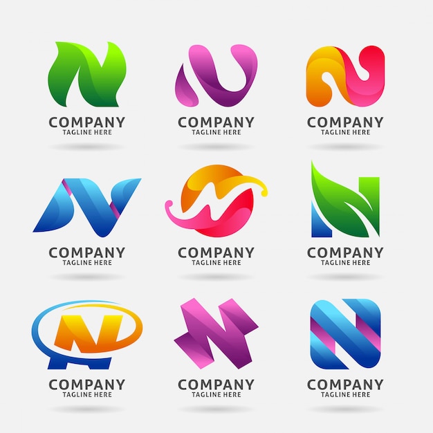 Collection of Letter N modern logo design